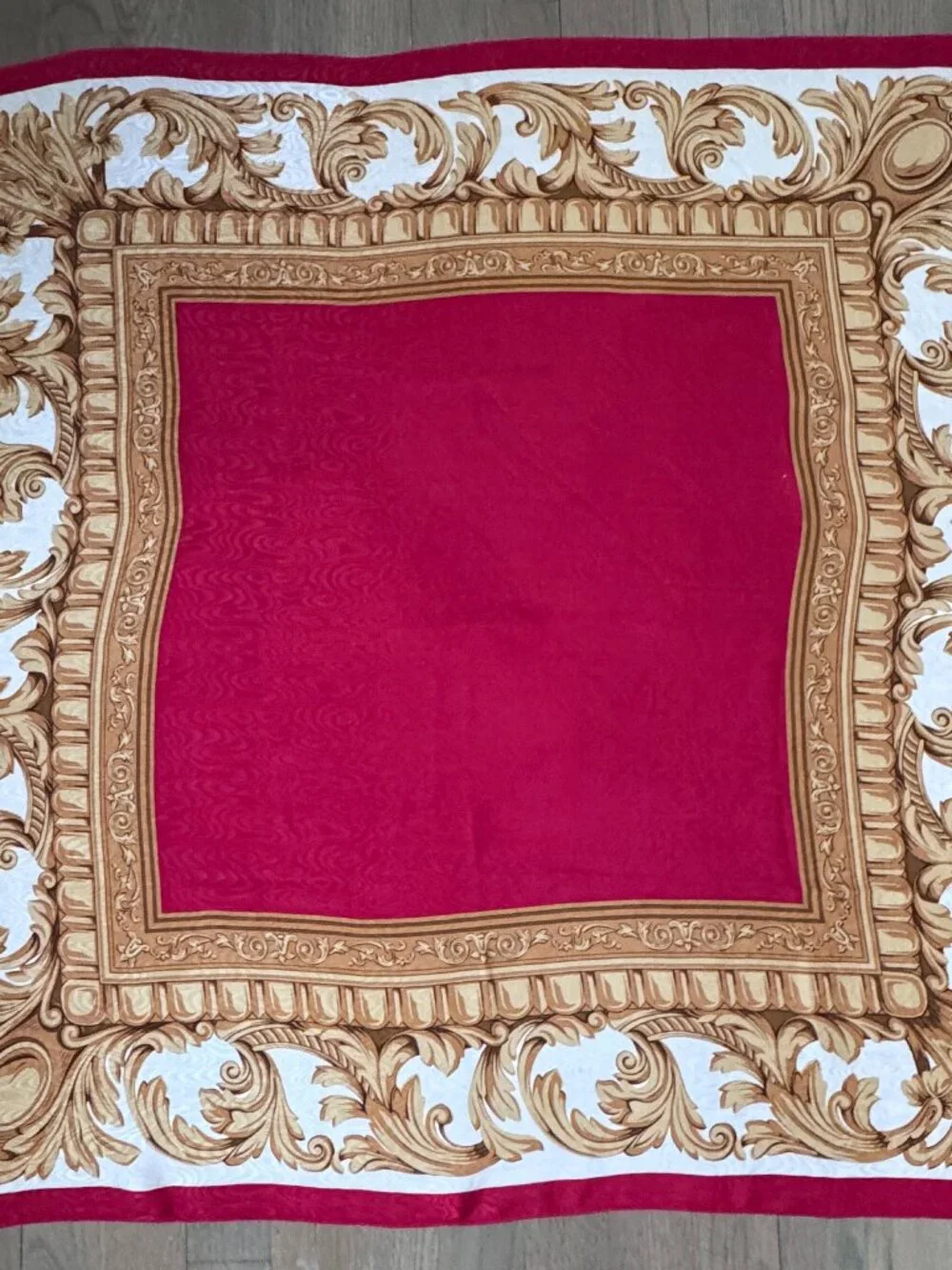 Talbots Vintage Silk Square Scarf,(1980/90s),Red/Gold Baroque,Collector Interest - Picture 7 of 9